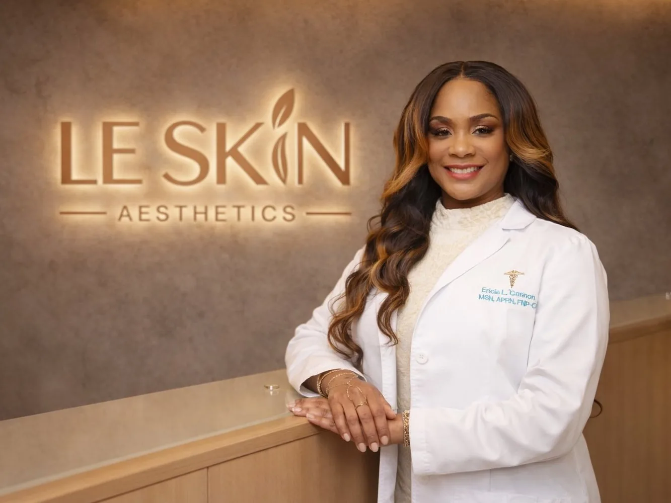 Ericia Cannon at the Le Skin Aesthetics front desk